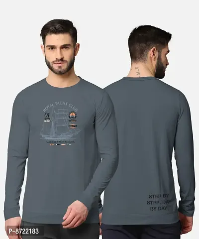 Trendy Front and Back Printed Full Sleeve / Long Sleeve Tshirt for Men-thumb0