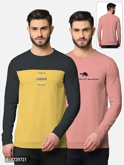 Pack of 2 Trendy Front and Back Printed Full Sleeve / Long Sleeve Tshirt for Men