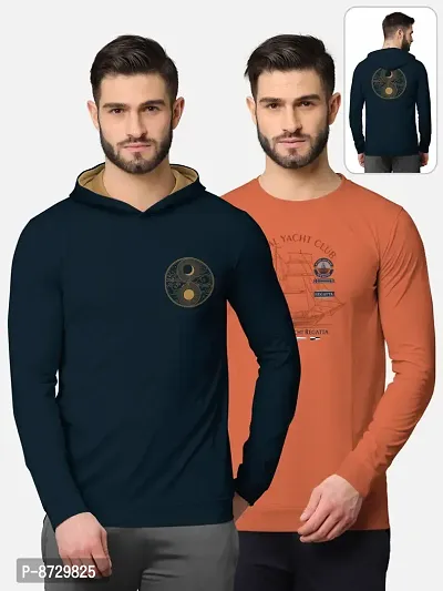 Pack of 2 Trendy Front and Back Printed Full Sleeve / Long Sleeve Tshirt for Men