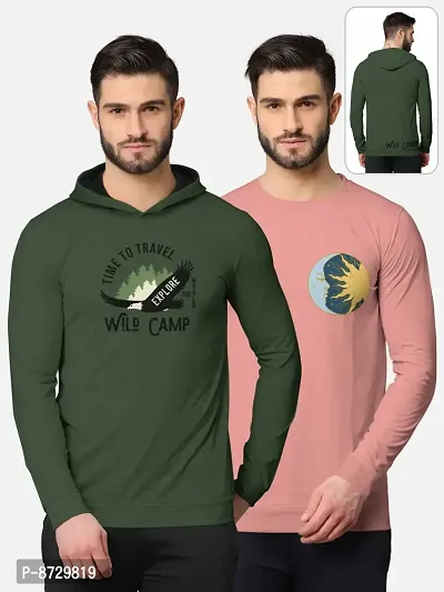 Pack of 2 Trendy Front and Back Printed Full Sleeve / Long Sleeve Tshirt for Men