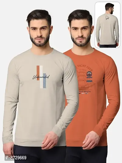Pack of 2 Trendy Front and Back Printed Full Sleeve / Long Sleeve Tshirt for Men