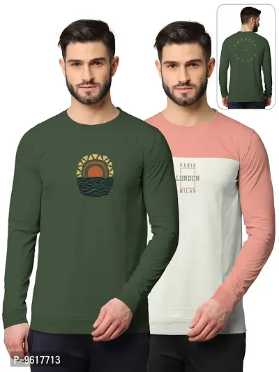 Stylish Fancy Cotton Blend Round Neck Long Sleeves Printed Sweatshirts Combo For Men Pack Of 2