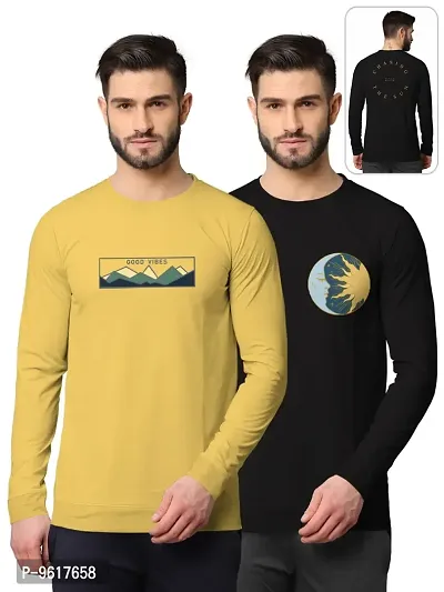 Stylish Fancy Cotton Blend Round Neck Long Sleeves Printed Sweatshirts Combo For Men Pack Of 2