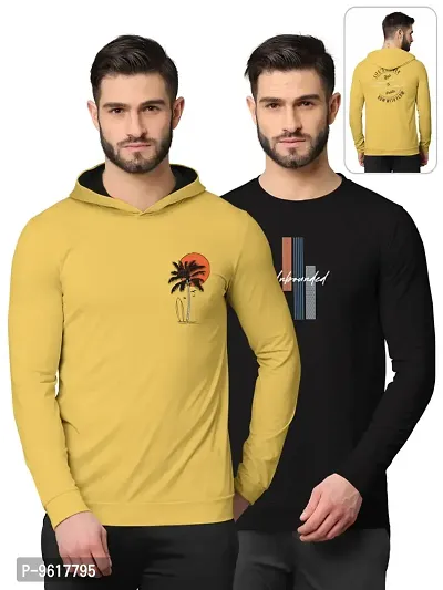 Stylish Fancy Cotton Blend Round Neck Long Sleeves Printed Sweatshirts Combo For Men Pack Of 2-thumb0