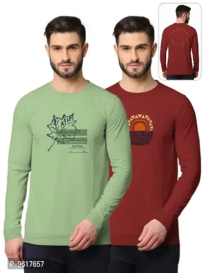 Stylish Fancy Cotton Blend Round Neck Long Sleeves Printed Sweatshirts Combo For Men Pack Of 2