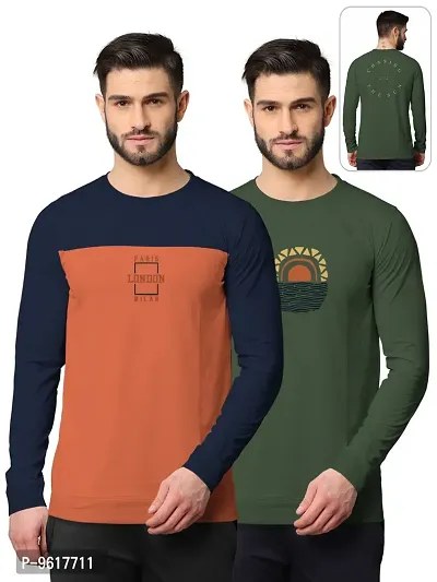 Stylish Fancy Cotton Blend Round Neck Long Sleeves Printed Sweatshirts Combo For Men Pack Of 2