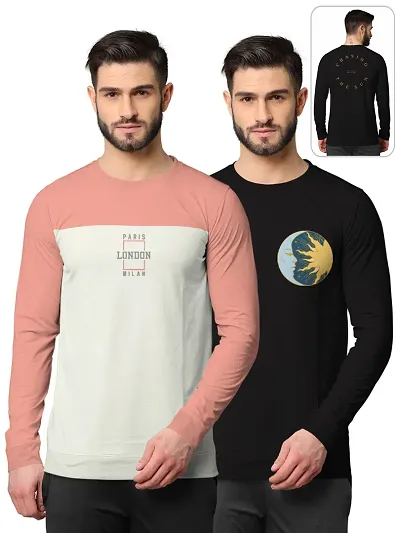 Cotton Blend Round Neck Printed Sweatshirts Pack Of 2