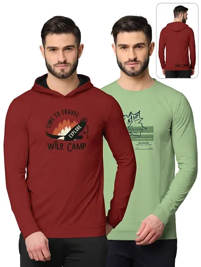 Stylish Cotton Blend Printed Sweatshirts And Hoodie Combo Pack Of 2