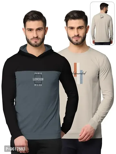 Stylish Fancy Cotton Blend Round Neck Long Sleeves Printed Sweatshirts Combo For Men Pack Of 2