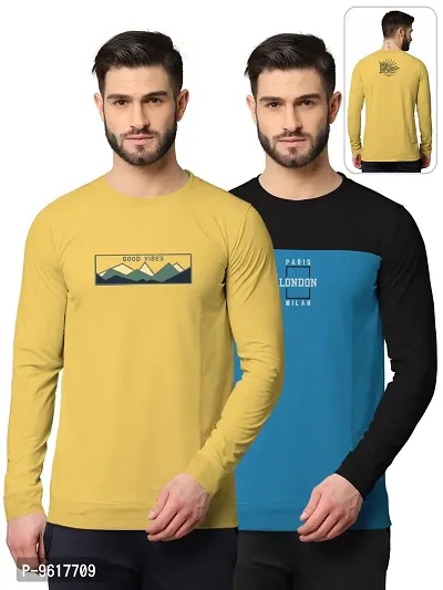 Stylish Fancy Cotton Blend Round Neck Long Sleeves Printed Sweatshirts Combo For Men Pack Of 2