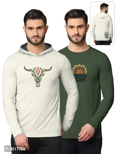 Stylish Fancy Cotton Blend Round Neck Long Sleeves Printed Sweatshirts Combo For Men Pack Of 2