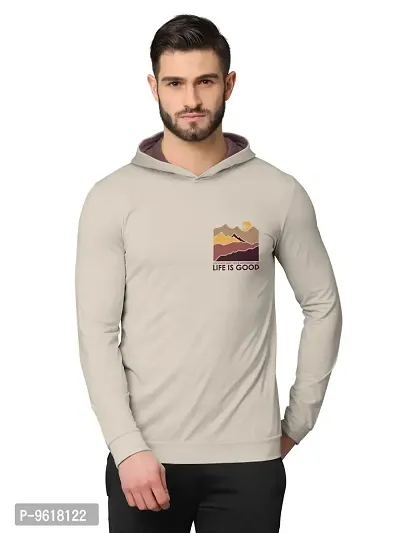 Stylish Fancy Cotton Blend Hood Long Sleeves Printed Sweatshirts For Men
