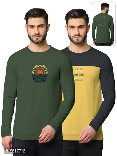 Stylish Fancy Cotton Blend Round Neck Long Sleeves Printed Sweatshirts Combo For Men Pack Of 2