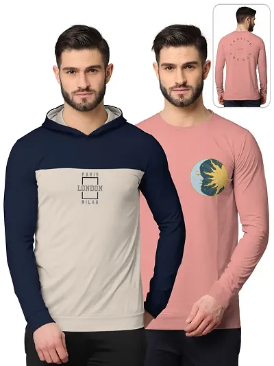 Cotton Blend Printed Hoodie Sweatshirts Pack Of 2