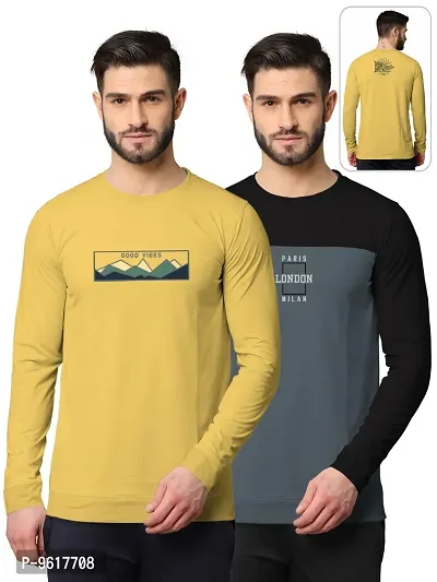 Stylish Fancy Cotton Blend Round Neck Long Sleeves Printed Sweatshirts Combo For Men Pack Of 2-thumb0