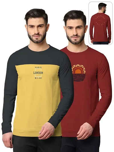 Stylish Cotton Blend Round Neck Printed Sweatshirts Pack Of 2
