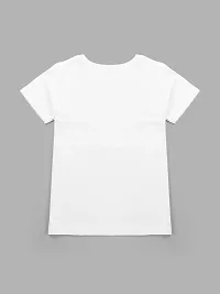 Stylish White Cotton Blend Printed Tee For Girls-thumb1