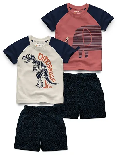 Printed Cotton Blend T Shirt and Short Set Pack of 2