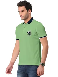 Elegant Green Cotton Blend Printed Polos For Men-thumb2