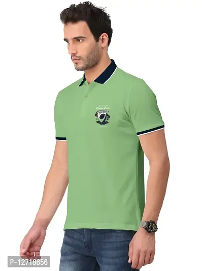 Elegant Green Cotton Blend Printed Polos For Men-thumb3