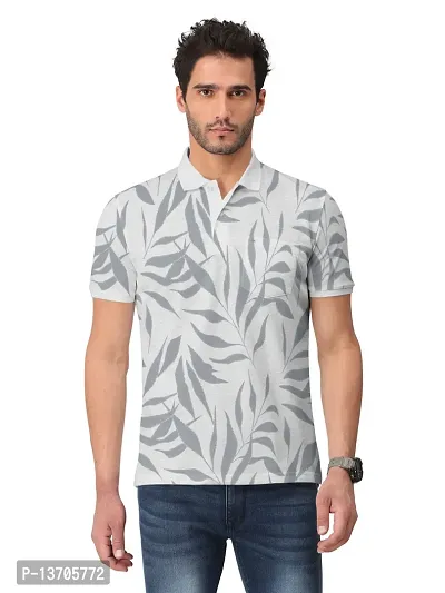 Stylish Fancy Cotton Blend Printed Polos T-Shirts For Men-thumb0