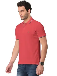 Trendy Red Solid Half Sleeve Collar Neck / Polo Tshirts for Men-thumb2