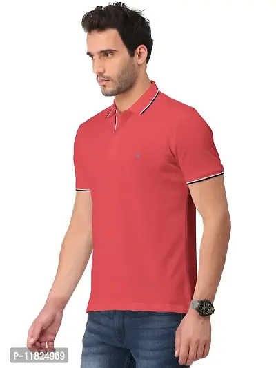 Trendy Red Solid Half Sleeve Collar Neck / Polo Tshirts for Men-thumb3