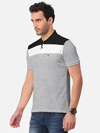 BULLMER Mens Regular Fit Cut  Sew Colorblocked Polo Neck/Collared Tshirt-thumb1