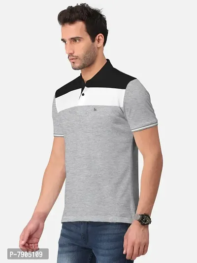 BULLMER Mens Regular Fit Cut  Sew Colorblocked Polo Neck/Collared Tshirt-thumb2