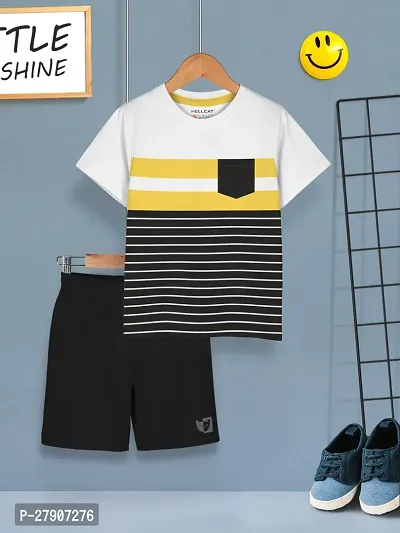 Elite Cotton Blend Striped T-Shirts with Shorts For Boys