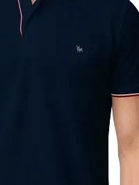 Trendy Navy Blue Solid Half Sleeve Collar Neck / Polo Tshirts for Men-thumb4
