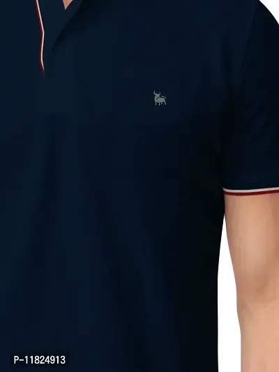 Trendy Navy Blue Solid Half Sleeve Collar Neck / Polo Tshirts for Men-thumb5