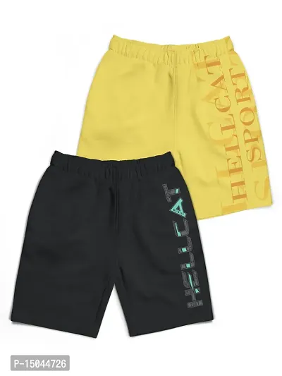 Elegant Multicoloured Cotton Blend Printed Shorts For Boys Pack Of 2