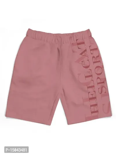 Elegant Pink Cotton Blend Printed Shorts For Boys
