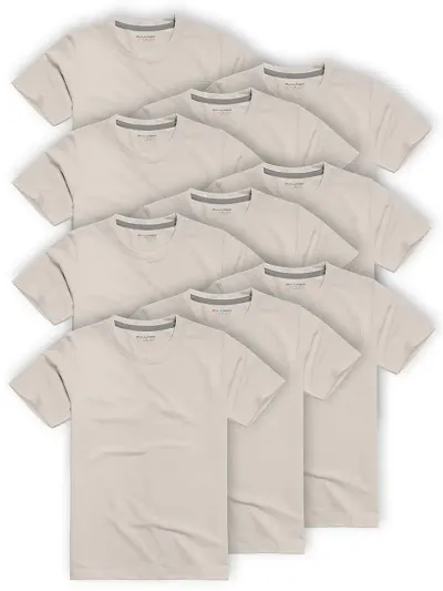 Stylish Cotton Solid Round Neck Tees For Men Combo Pack Of 10
