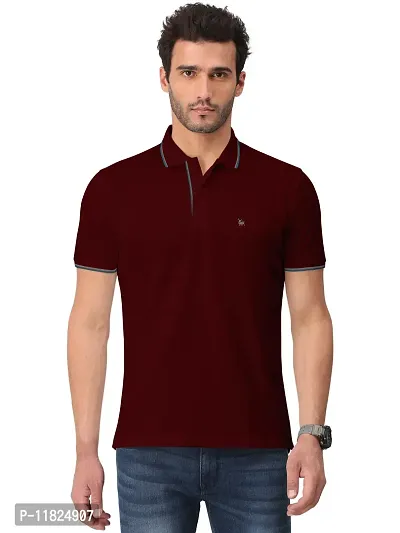Trendy Maroon Solid Half Sleeve Collar Neck / Polo Tshirts for Men-thumb0