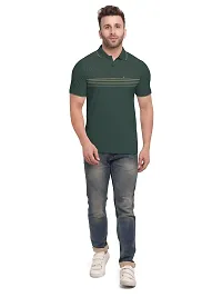 BULLMER Mens Regular Fit Cotton Printed Polo Tshirt/Collared Tshirt - Grey Melange-thumb4