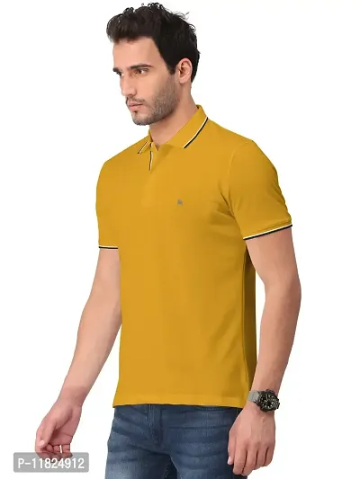 Trendy Yellow Solid Half Sleeve Collar Neck / Polo Tshirts for Men-thumb3