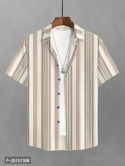 Stylish Cotton Blend Striped Short Sleeves For Men