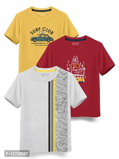 Stylish Fancy Cotton Blend Printed T-Shirts Combo For Boys Pack Of 3