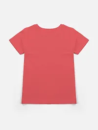 Stylish Red Cotton Blend Printed Tee For Girls-thumb1