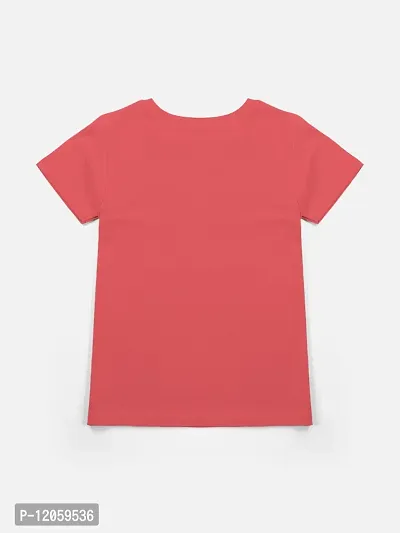 Stylish Red Cotton Blend Printed Tee For Girls-thumb2