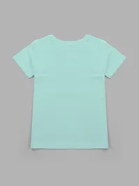 Stylish Blue Cotton Blend Printed Tee For Girls-thumb1