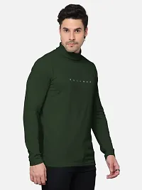 Reliable Green Cotton Blend Solid High Neck Tees For Men-thumb2