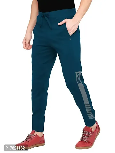 Blue Cotton Track Pants For Men-thumb0