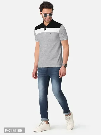 BULLMER Mens Regular Fit Cut  Sew Colorblocked Polo Neck/Collared Tshirt-thumb5