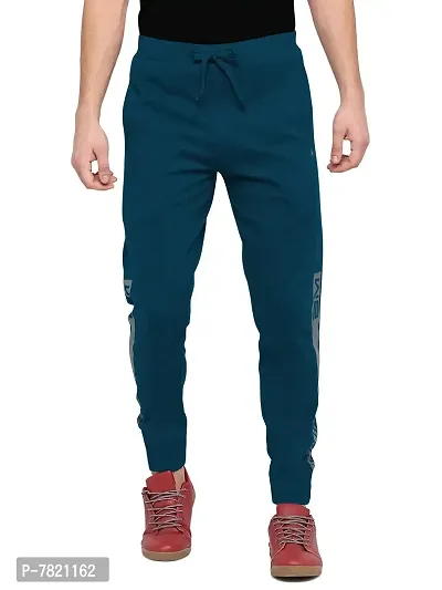 Blue Cotton Track Pants For Men-thumb4