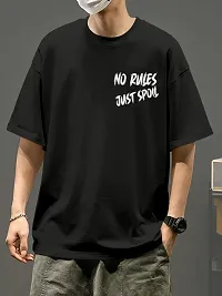 Stylish Black Cotton Blend Oversized T-Shirt For Men-thumb1
