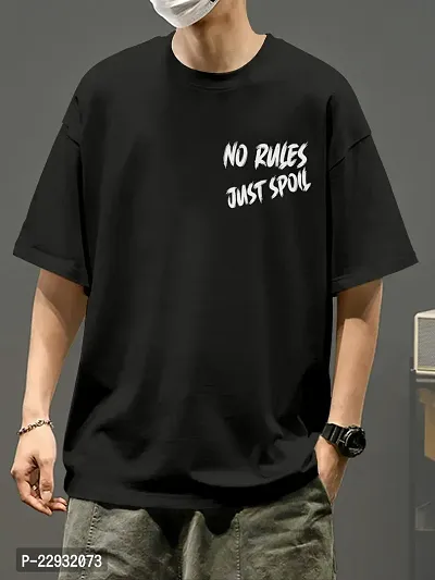 Stylish Black Cotton Blend Oversized T-Shirt For Men-thumb2