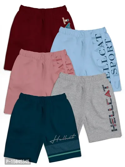 Elegant Multicoloured Cotton Blend Printed Shorts For Boys Pack Of 5